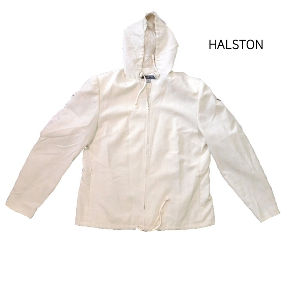 Halston Heritage Jackets & Blazers - HALSTON WMN 12 CREAM COLOR ZIP UP HOODED JACKET